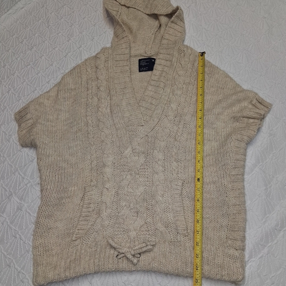 American Eagle Outfitters V-Neck Cable Knit Sweater - Gray Size L - Picture 4 of 16